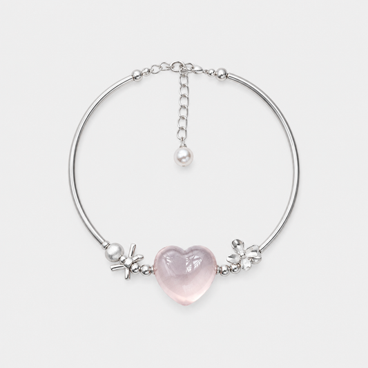 Heart of Love | Rose Quartz Heart with Sterling Silver | 925 Silver