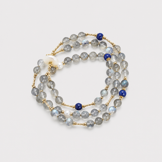 Mystic Halo | Labradorite Triple-Wrap & Necklace | USA 14k Gold Filled
