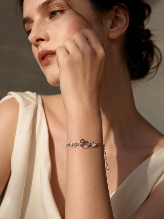 Heart of Love | Rose Quartz Heart with Sterling Silver | 925 Silver